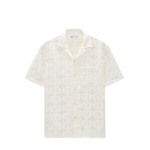 ZARA PATCHWORK CROCHE SHIRT ECRU SIZE S  1300/042/712